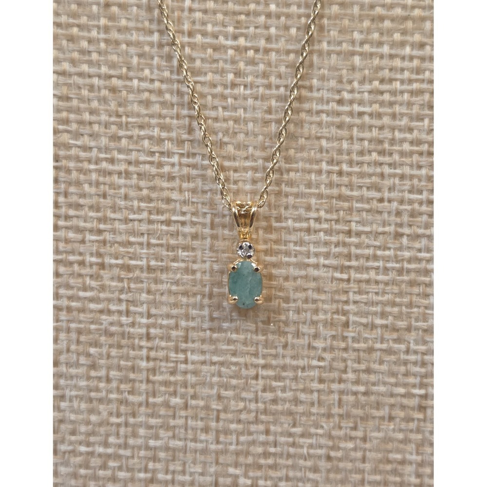 Vintage Ross Simons Genuine Emerald 18k Gold Over Sterling Silver Necklace 18"